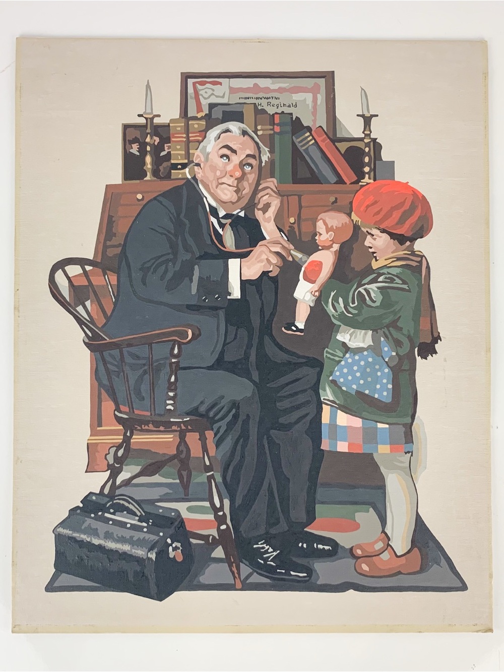 Vintage Norman Rockwell Paint By Number Doctor And The Doll Kitschy Gallery Wall